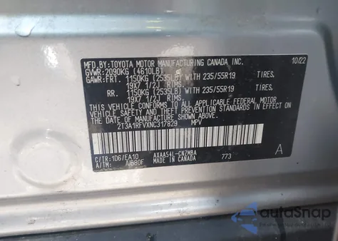 2022 Toyota Rav4 Xle Premium from USA, damaged, VIN 2T3A1RFVXNC317829